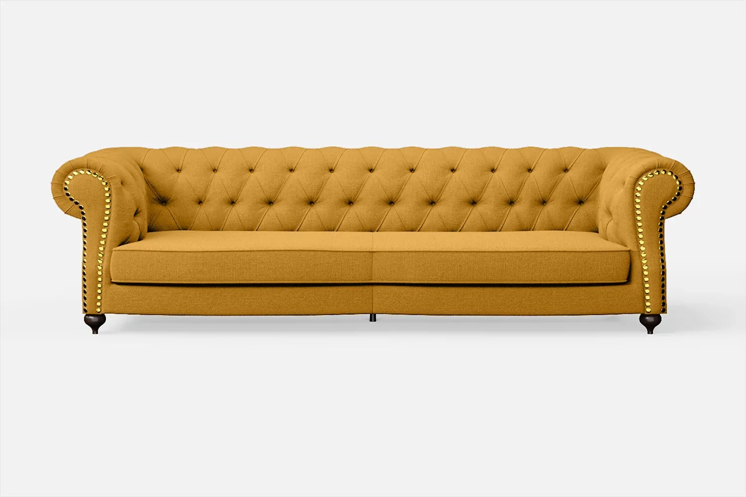 Bitonto 4 Seater Sofa Yellow Linen Fabric