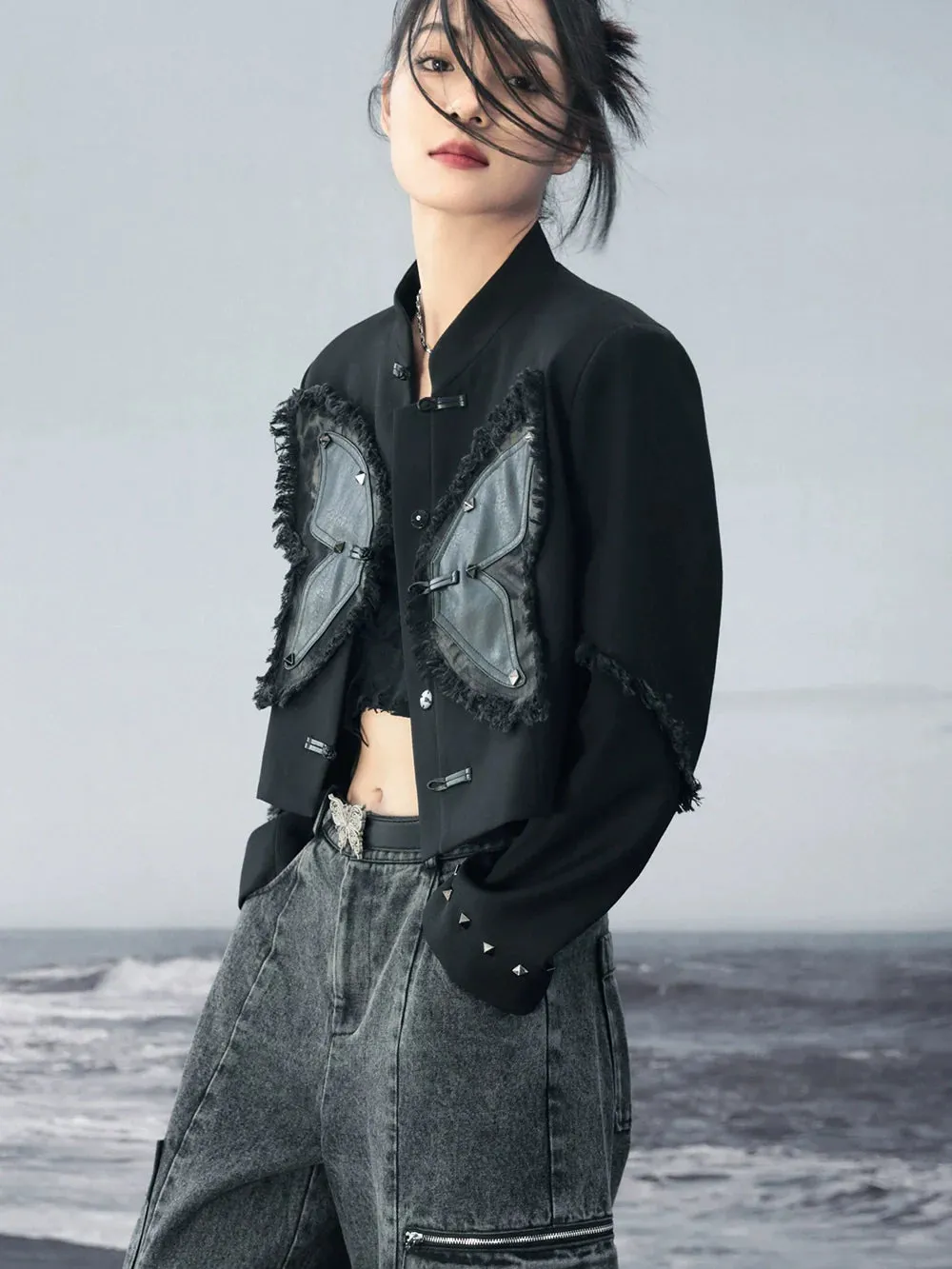China Short Leather Butterfly Coat