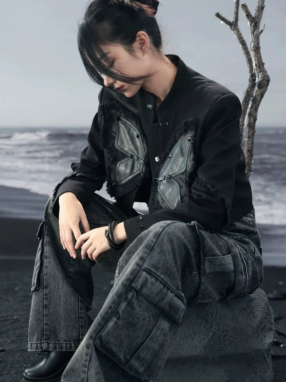 China Short Leather Butterfly Coat