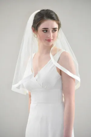 Classic Elbow Veil with Wide Satin Ribbon