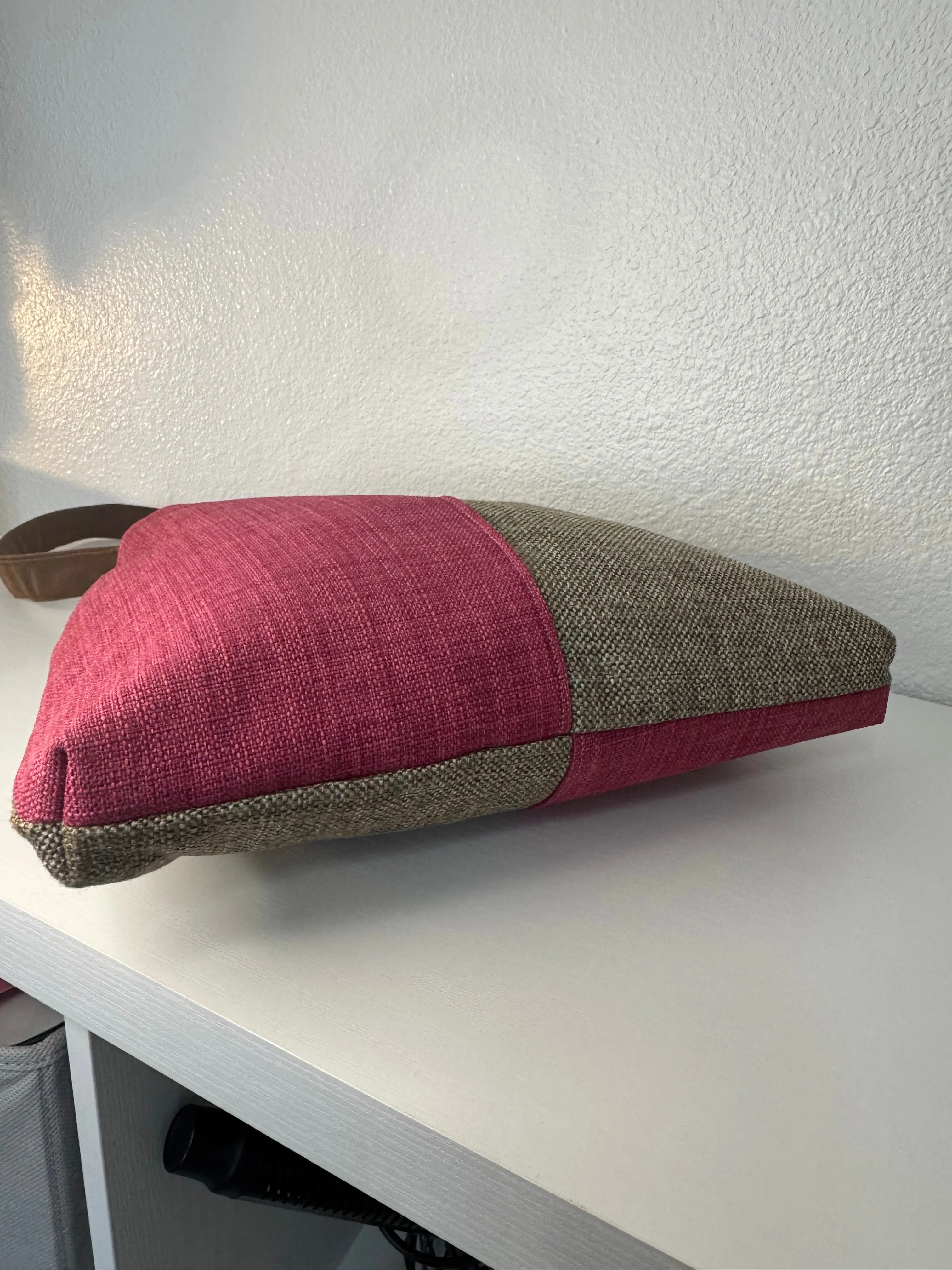 Color Blocked Pink and Greige Tote