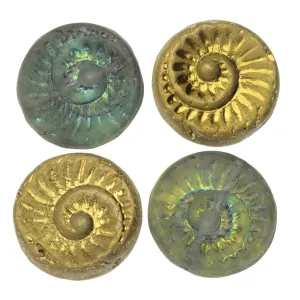 Czech Glass Beads, Coin Fossil 19mm Strand, Light Blue Purple Transparent with Gold and AB Half Coat Finishes, by Raven's Journey