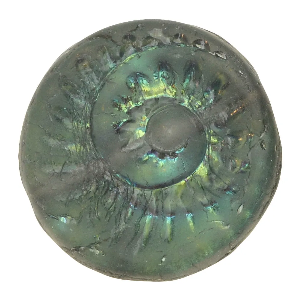 Czech Glass Beads, Coin Fossil 19mm Strand, Light Blue Purple Transparent with Gold and AB Half Coat Finishes, by Raven's Journey