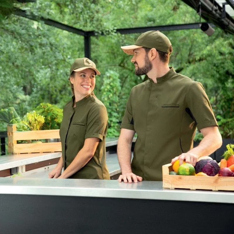 DUNES Olive/Black Short Sleeve Kitchen Coat - ROBUR