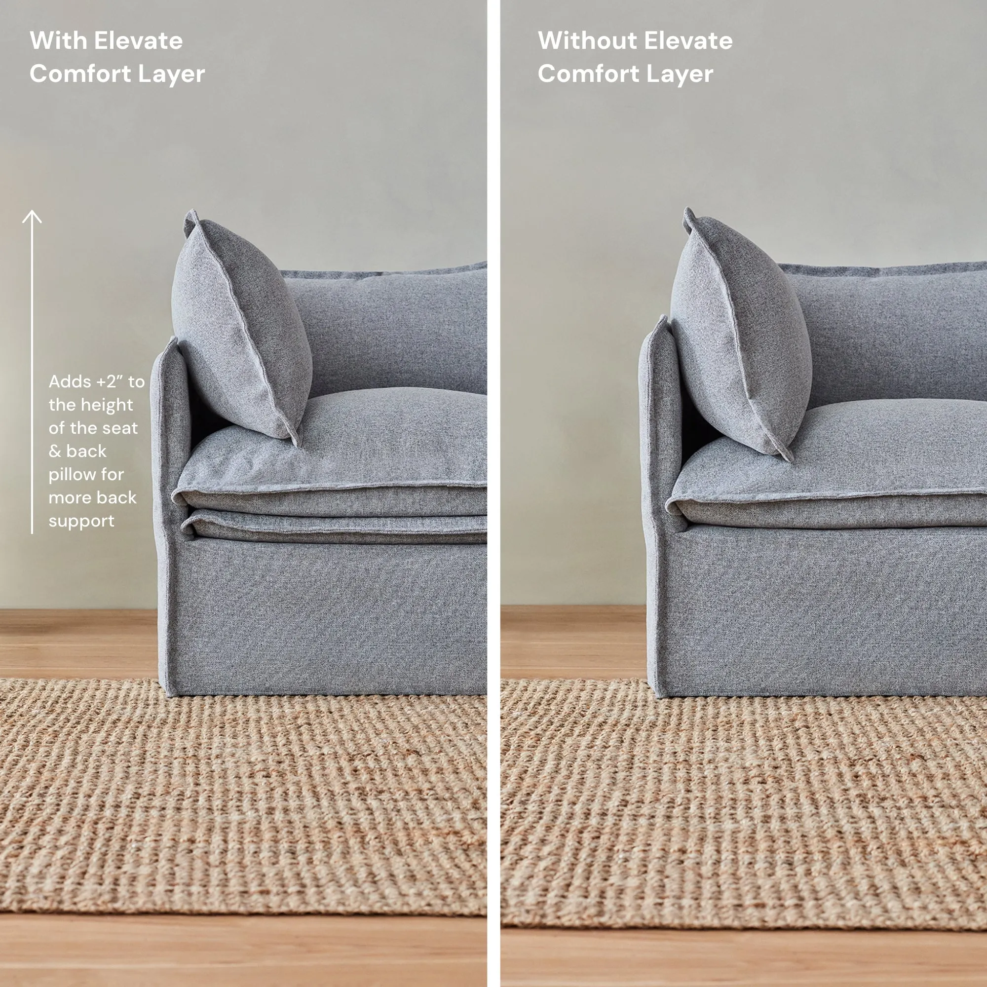 Elevate Comfort Layer Set for End Chair | Luxury Velvet in Dune