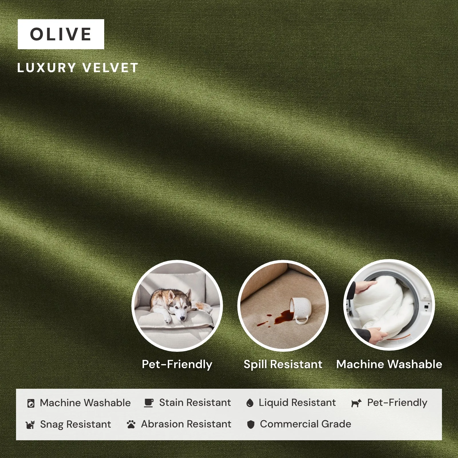 Elevate Comfort Layer Set for End Chair | Luxury Velvet in Olive