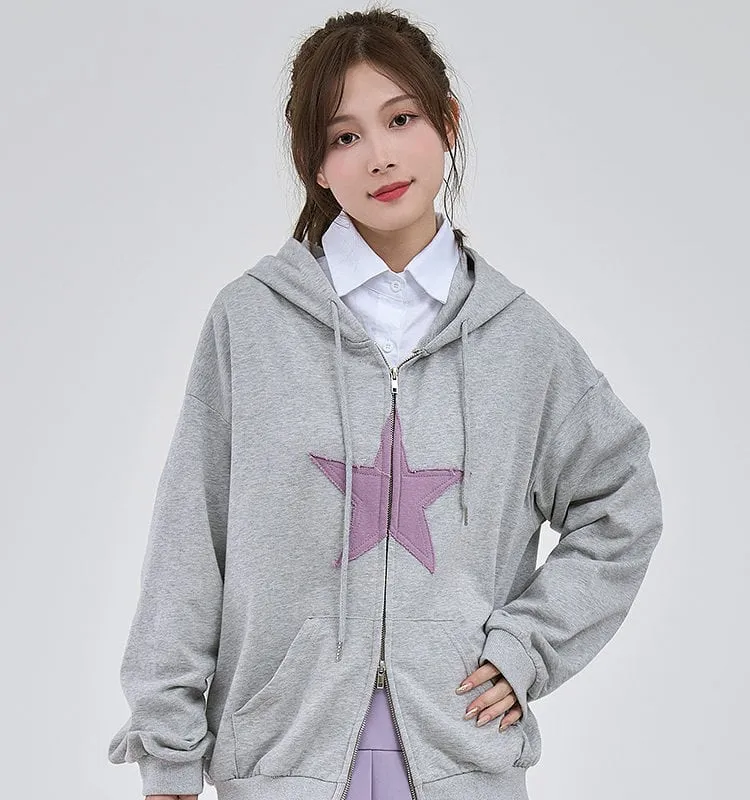 Fashion Star Design Grey Hoodie