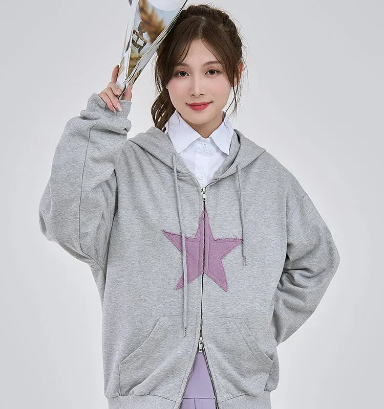 Fashion Star Design Grey Hoodie