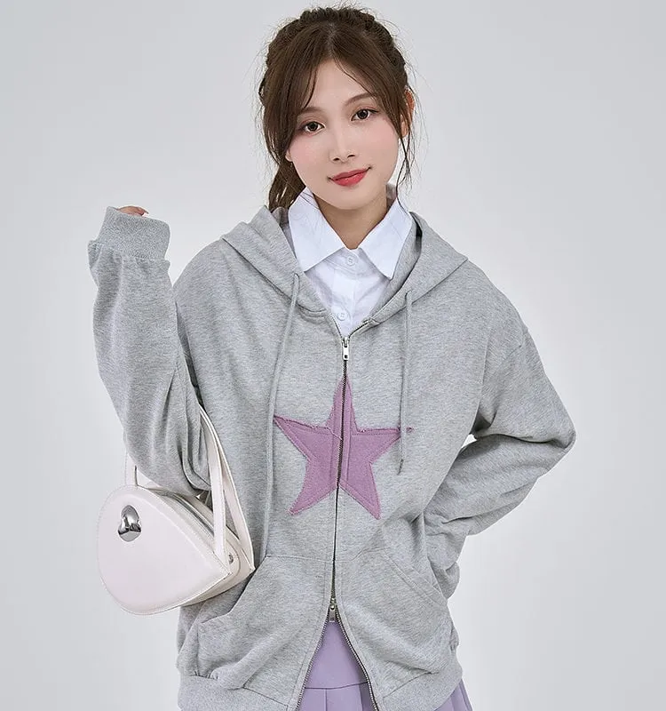 Fashion Star Design Grey Hoodie
