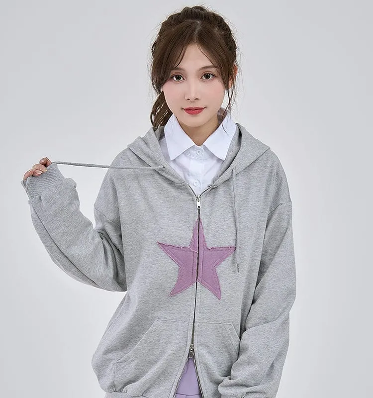 Fashion Star Design Grey Hoodie