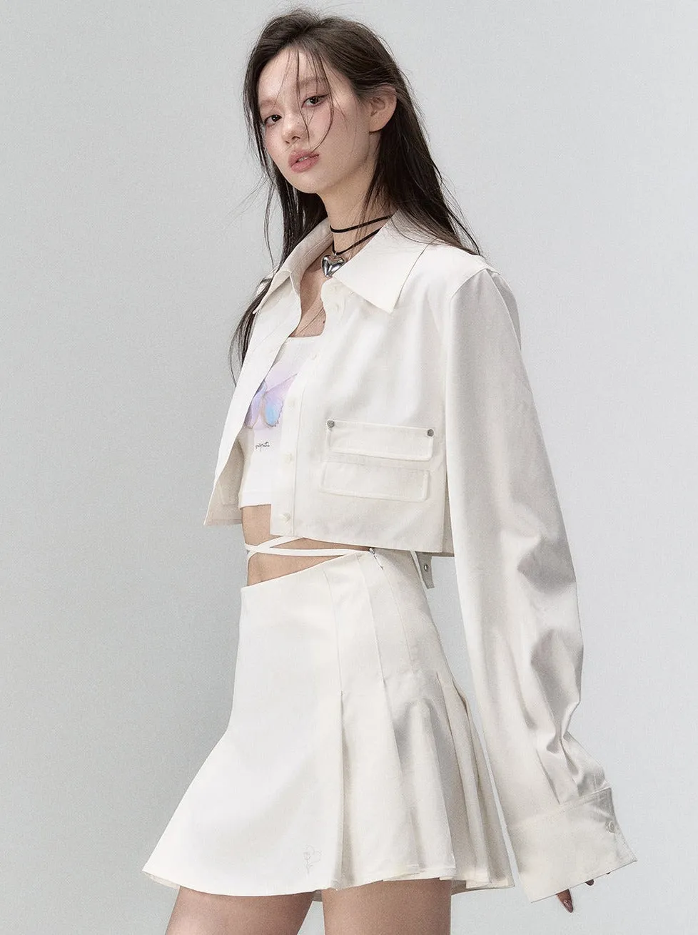 Fashionable Skirt Two-piece Jacket Coat   Short