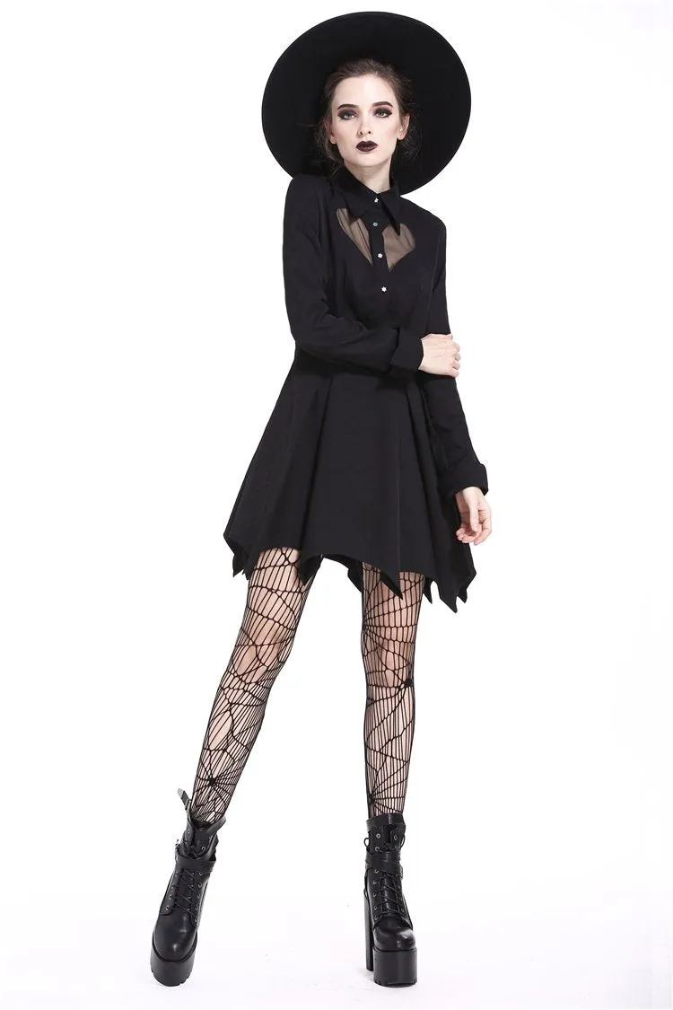 Gothic sexy mesh heart pleated collar bow dress DW205