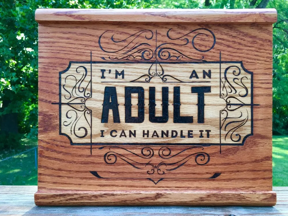 I can handle it - wood burned plaque made of oak wood and covered with Matte protection - stained with a light orange color