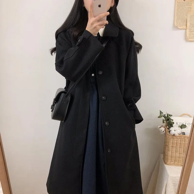 Japanese Mid-length Black Temperament Coat