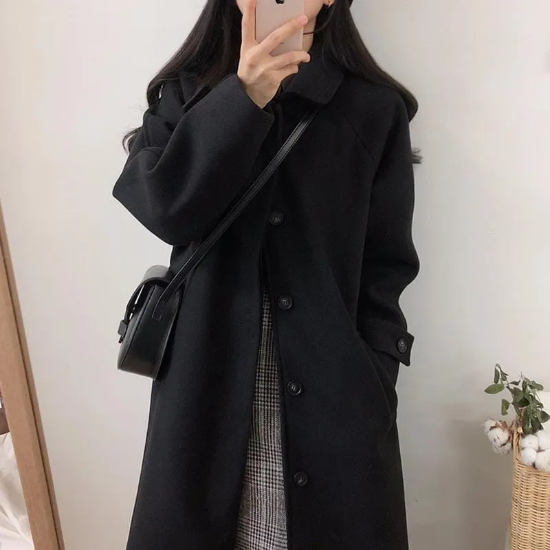 Japanese Mid-length Black Temperament Coat