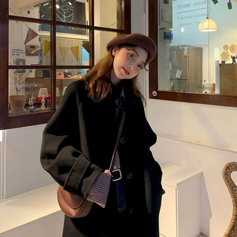 Japanese Mid-length Black Temperament Coat