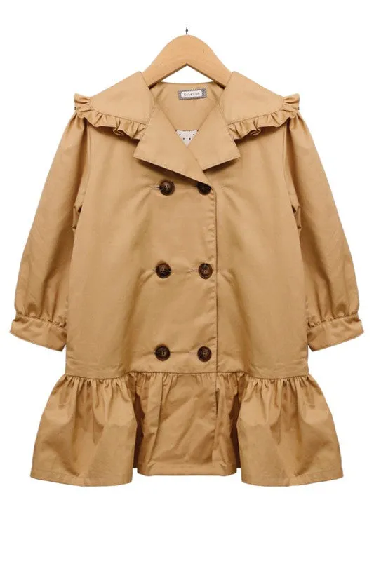 Khaki Loose Mid-Length Trench Coat