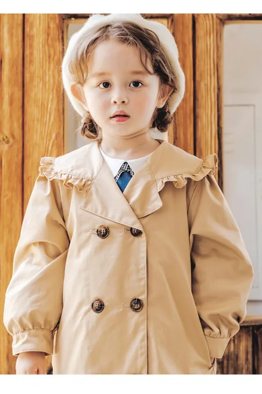 Khaki Loose Mid-Length Trench Coat