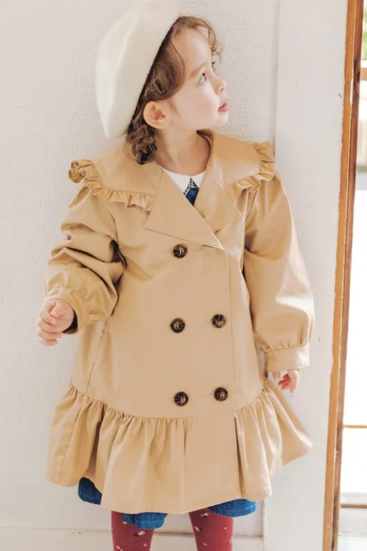 Khaki Loose Mid-Length Trench Coat