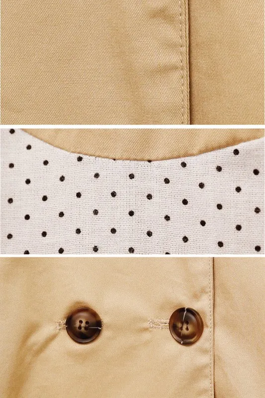 Khaki Loose Mid-Length Trench Coat