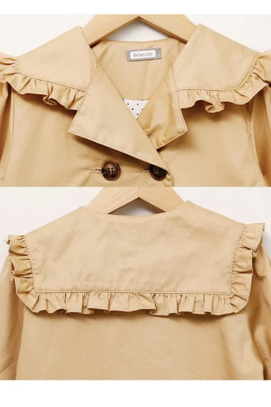 Khaki Loose Mid-Length Trench Coat