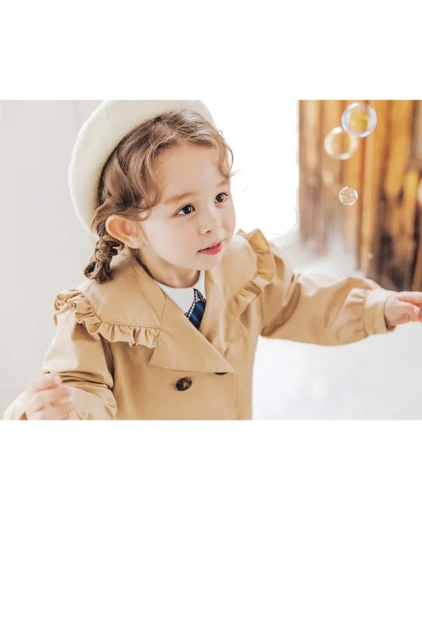 Khaki Loose Mid-Length Trench Coat