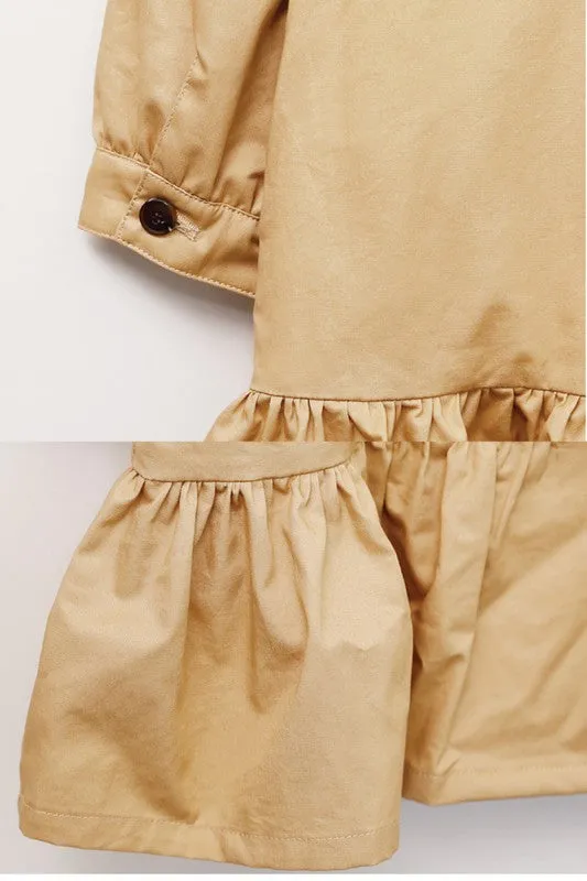 Khaki Loose Mid-Length Trench Coat