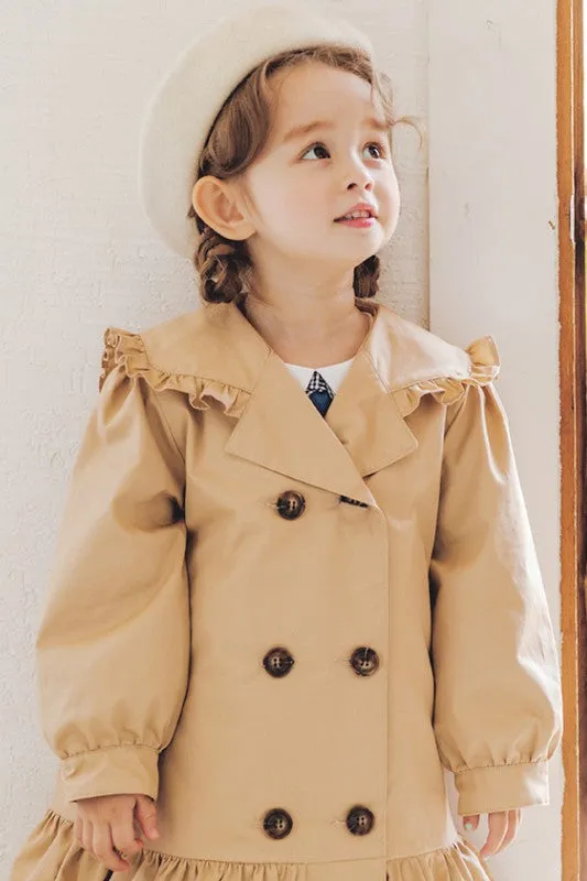 Khaki Loose Mid-Length Trench Coat