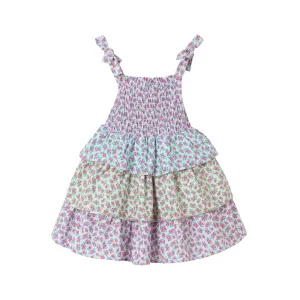 Kids (2-6x) Floral Tiered Dress | Color Blocked