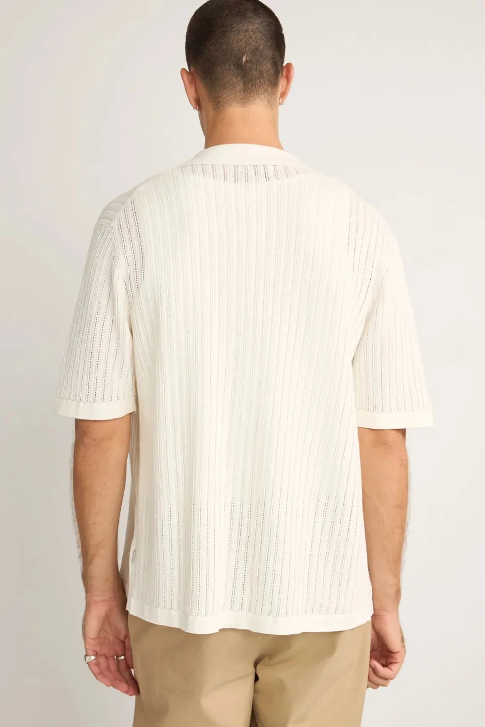 KNITTED BUTTON DOWN POLO Natural