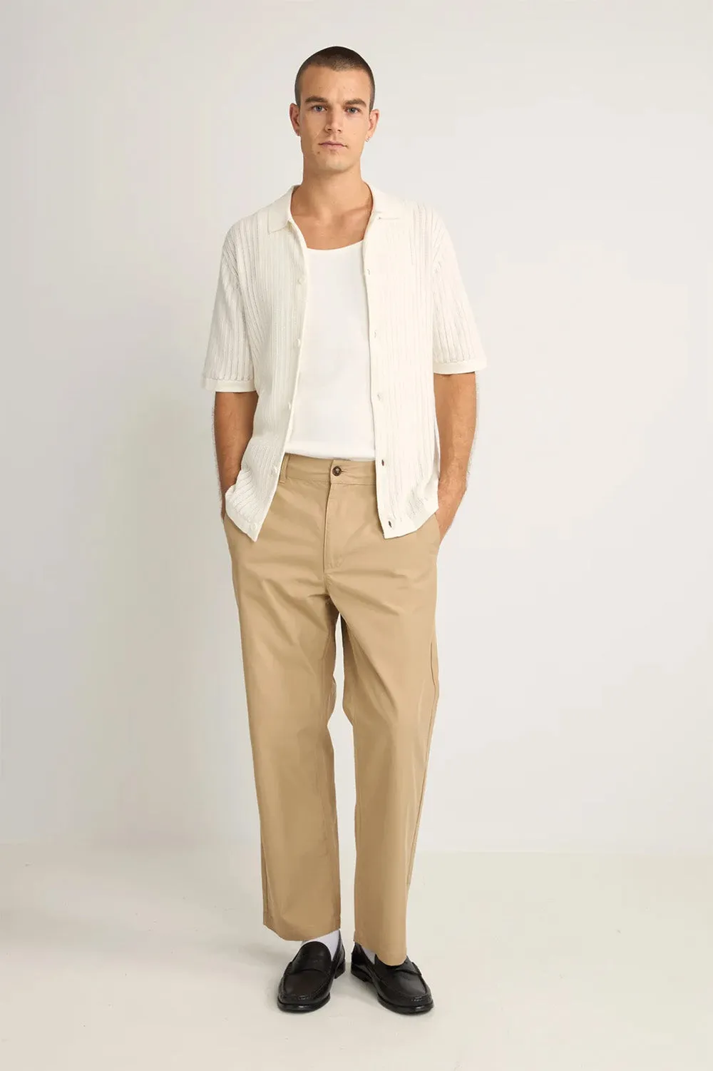 KNITTED BUTTON DOWN POLO Natural