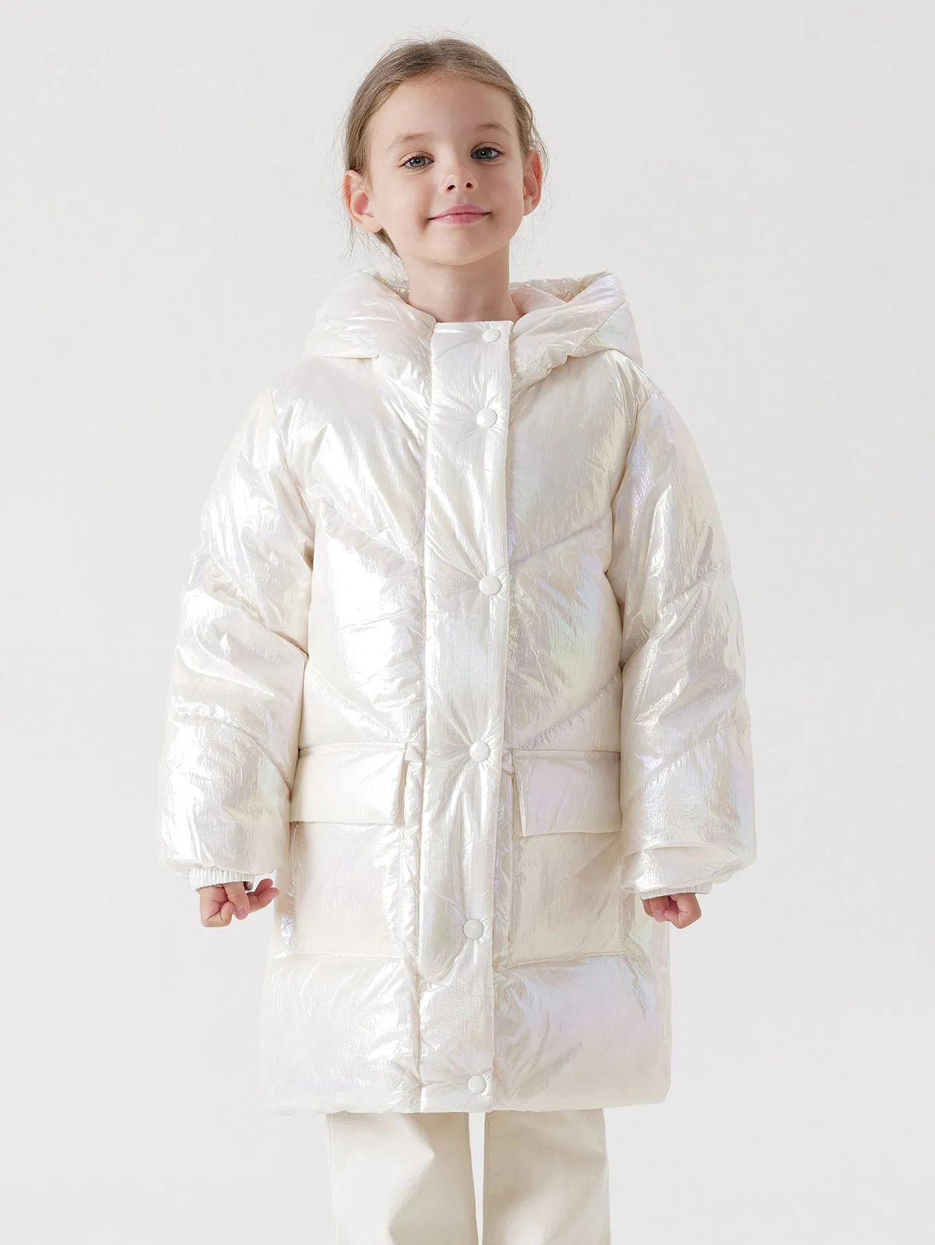 MARC & JANIE Girls Ultralight Hooded Down Mid-Length Coat 221259