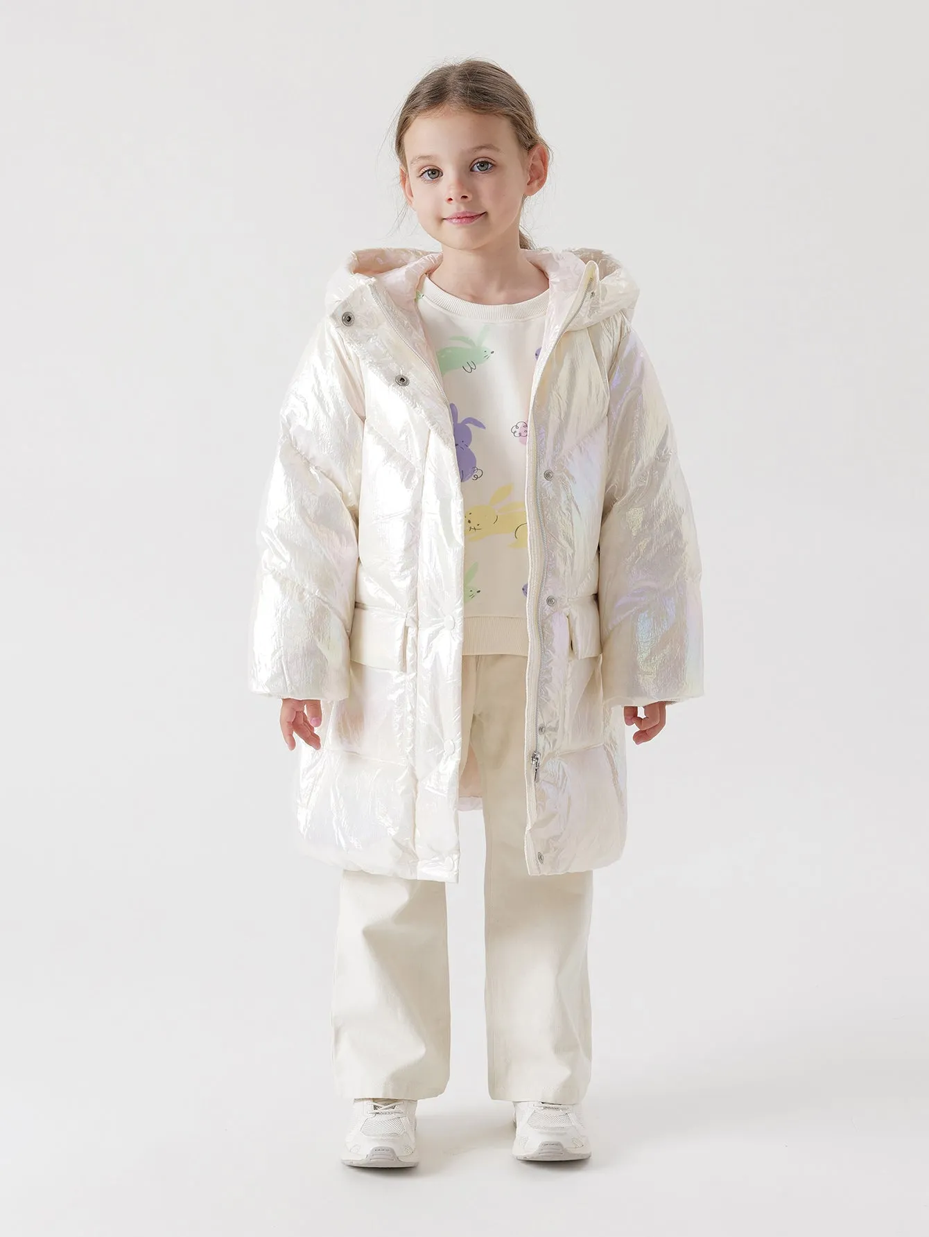 MARC & JANIE Girls Ultralight Hooded Down Mid-Length Coat 221259