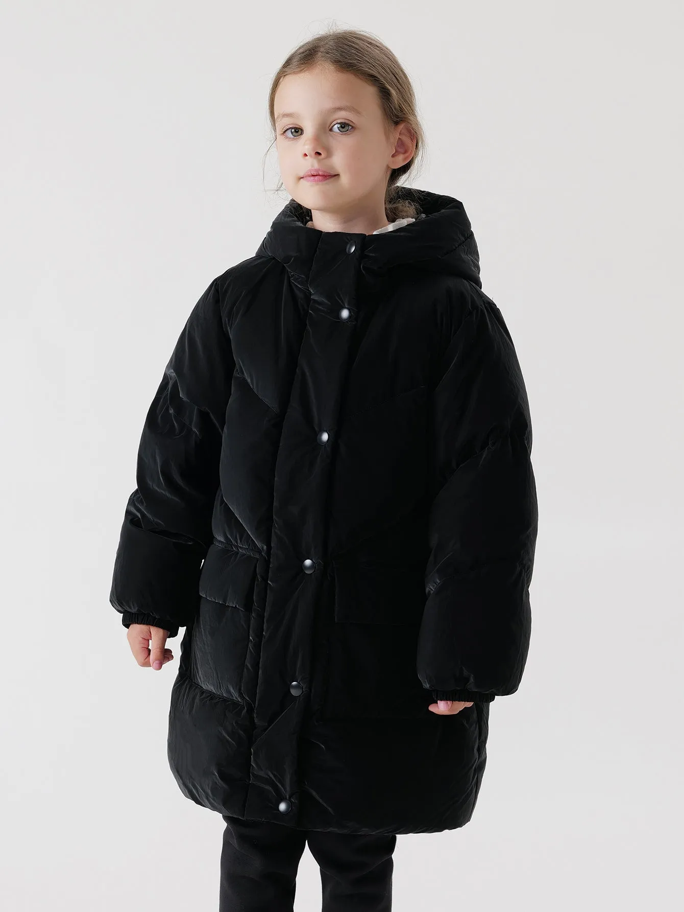 MARC & JANIE Girls Ultralight Hooded Down Mid-Length Coat 221259