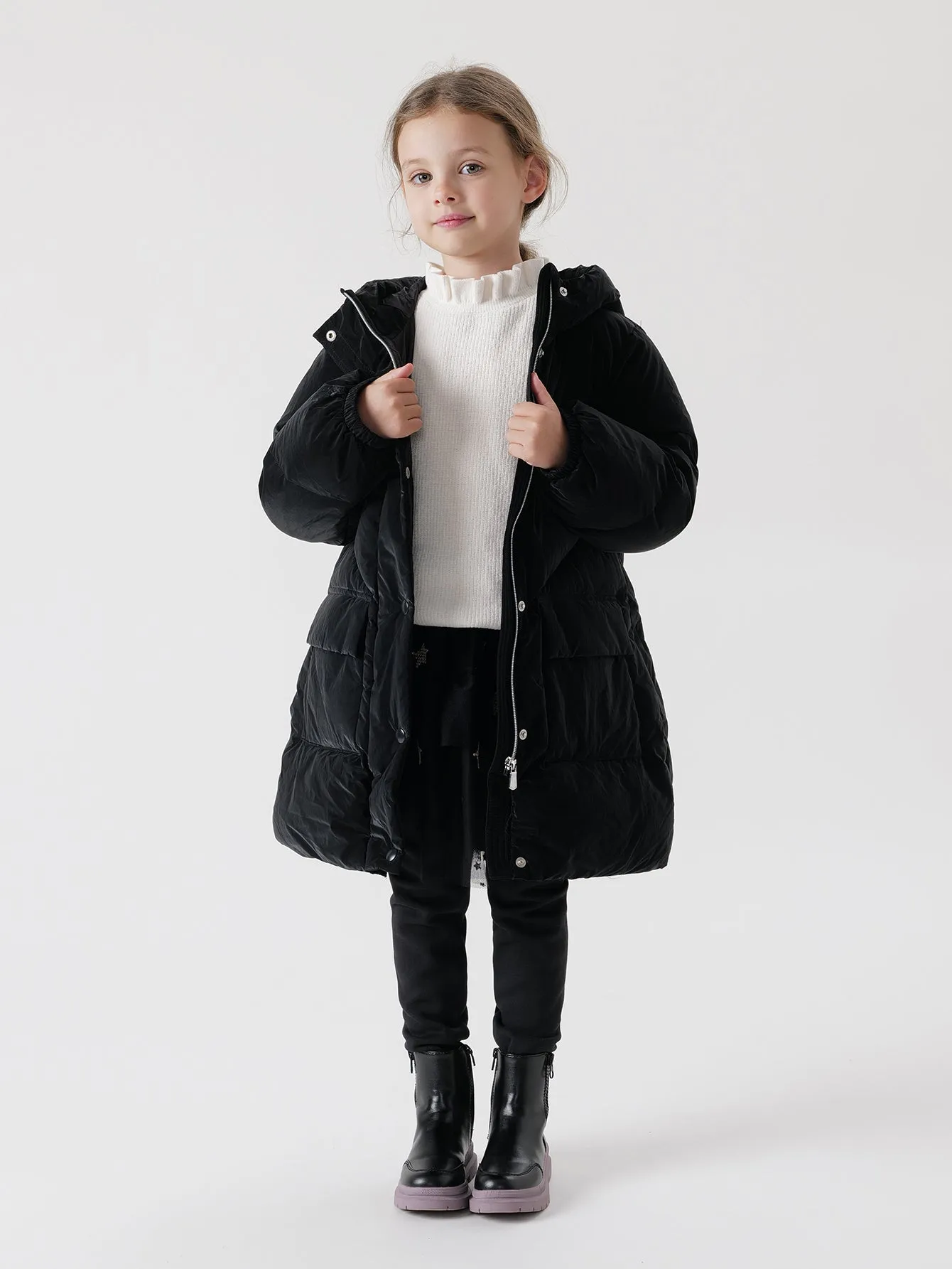 MARC & JANIE Girls Ultralight Hooded Down Mid-Length Coat 221259