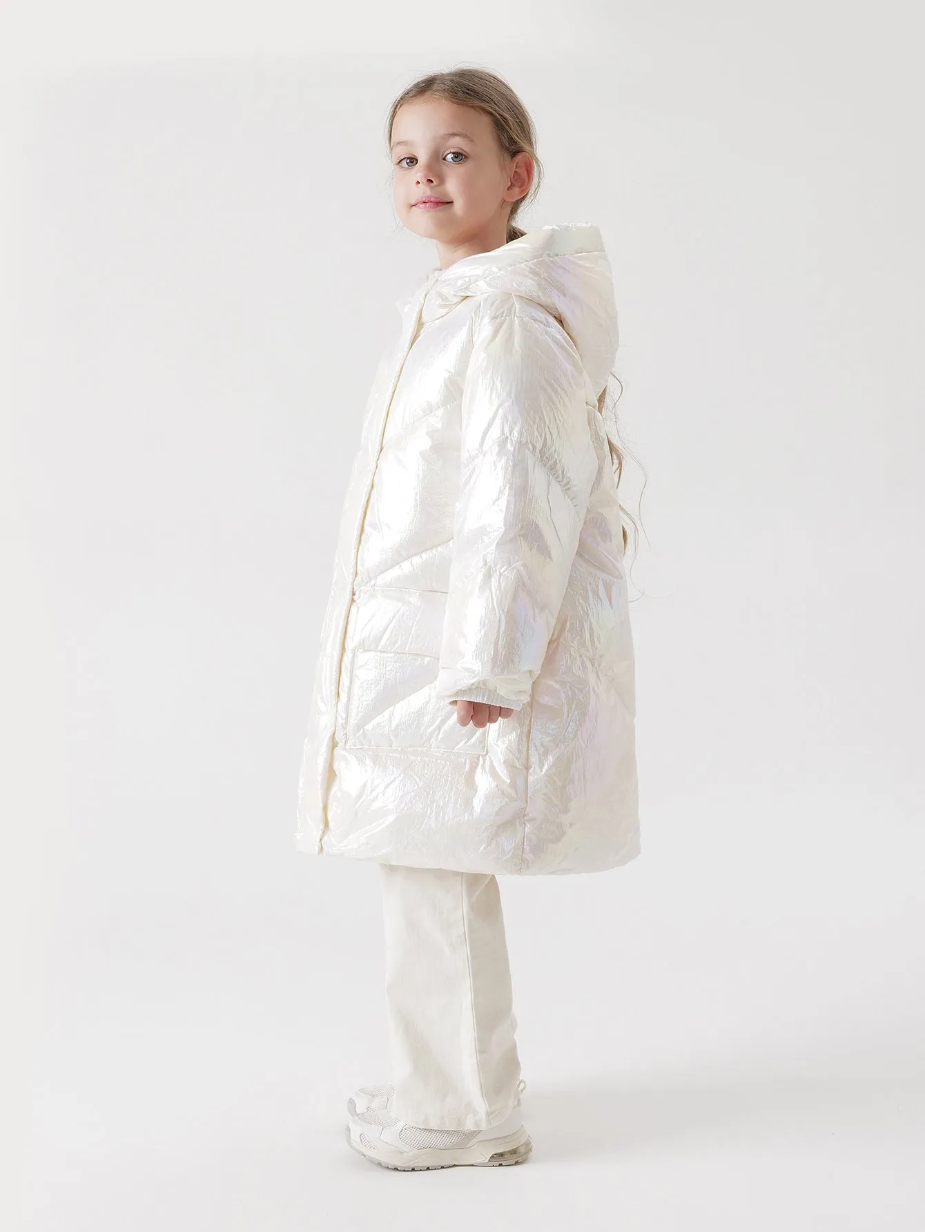 MARC & JANIE Girls Ultralight Hooded Down Mid-Length Coat 221259