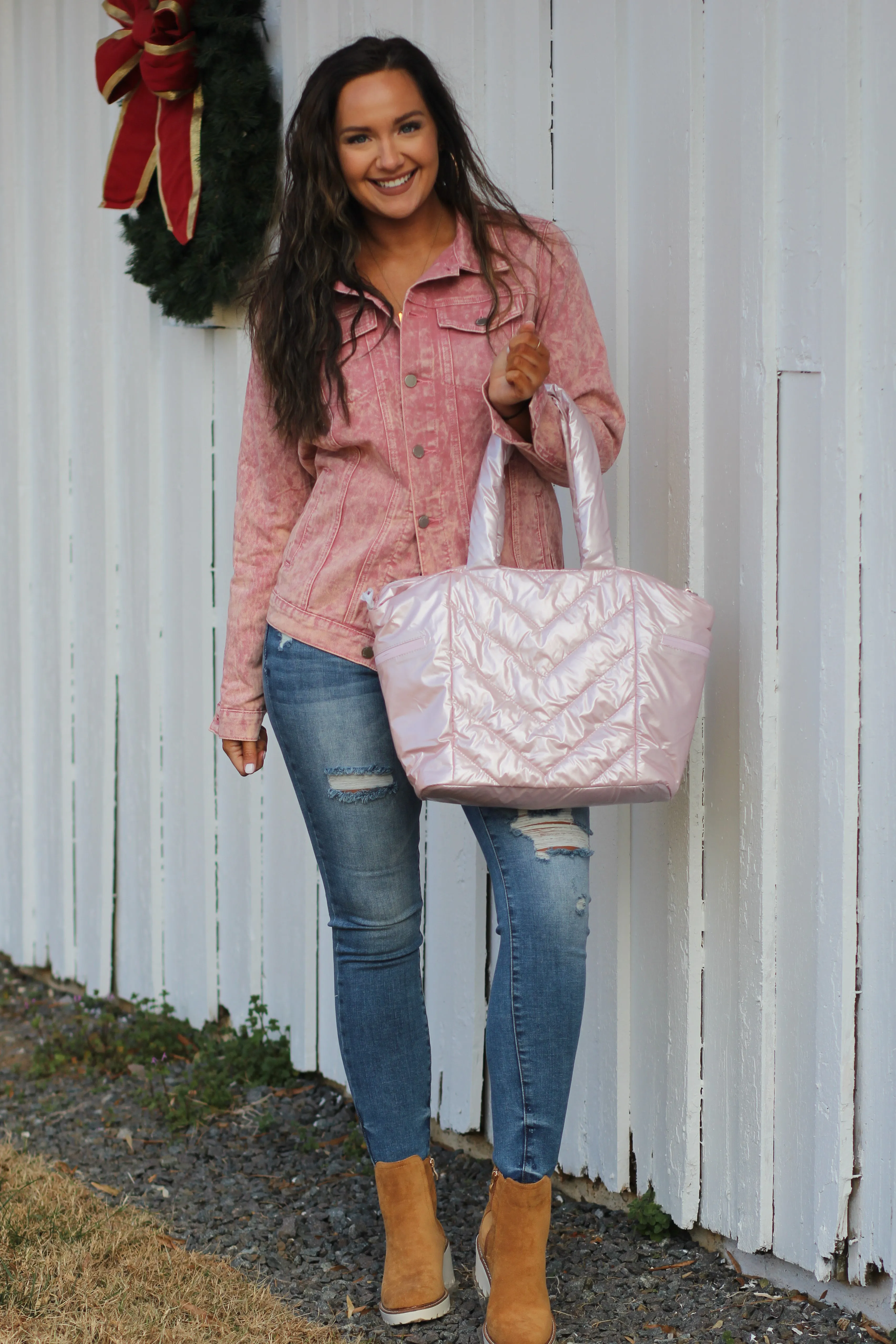 Mauve Vintage Washed Denim Jacket