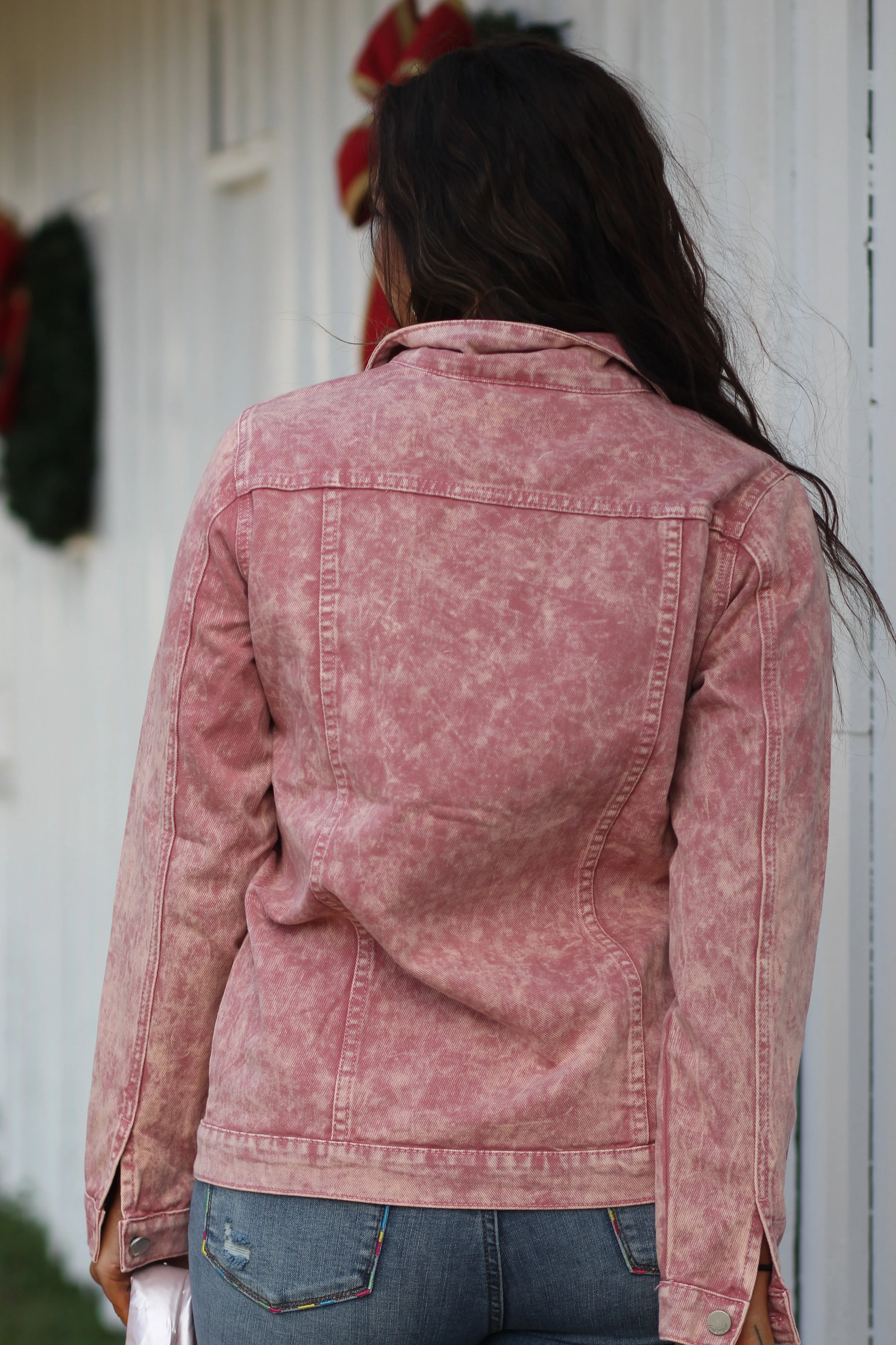 Mauve Vintage Washed Denim Jacket