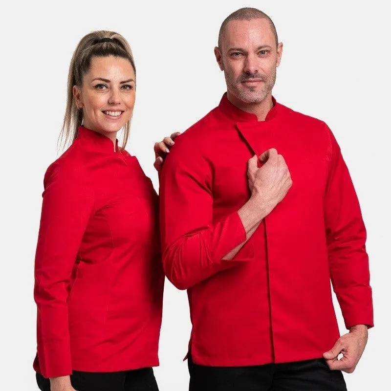 Men's Long Sleeve Red Kitchen Coat - MANELLI