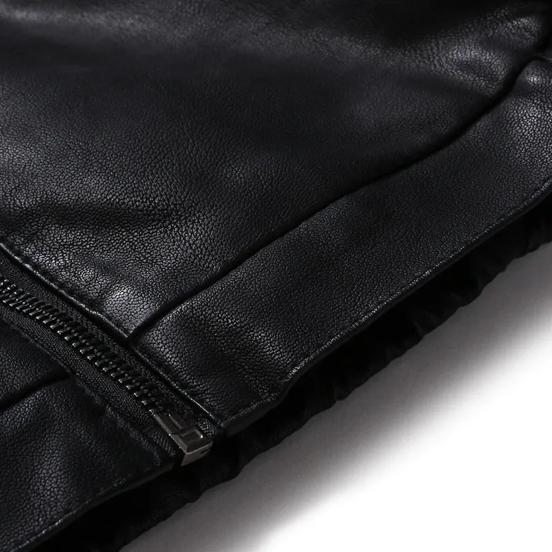 Men's Spring High Quality Leather Jacket Male Slim Fit Fashion Hooded Leather Jacket