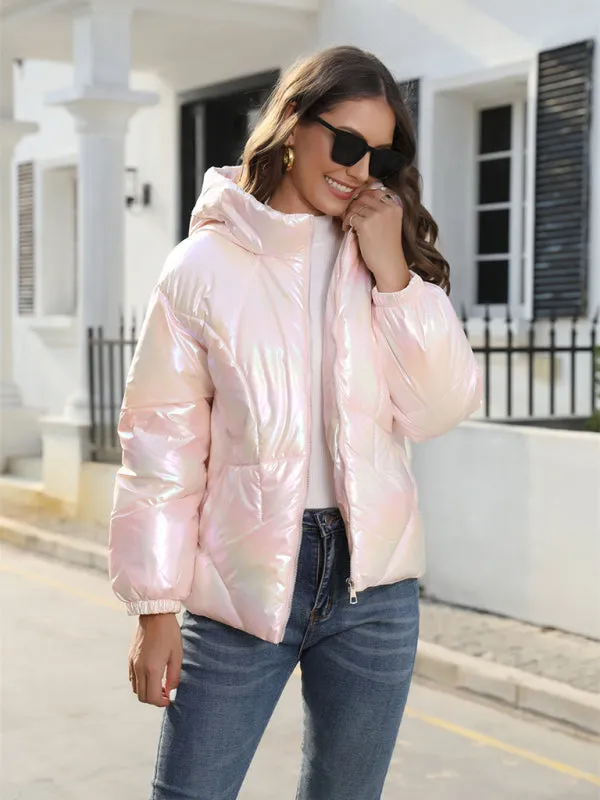 New Fashionable Shiny Cotton Hooded Bread Jacket Warm Cotton Jacket