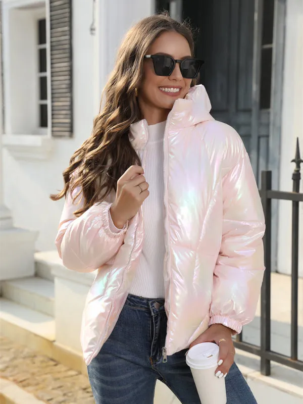New Fashionable Shiny Cotton Hooded Bread Jacket Warm Cotton Jacket