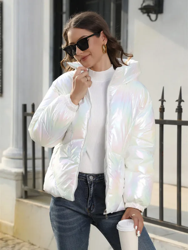 New Fashionable Shiny Cotton Hooded Bread Jacket Warm Cotton Jacket