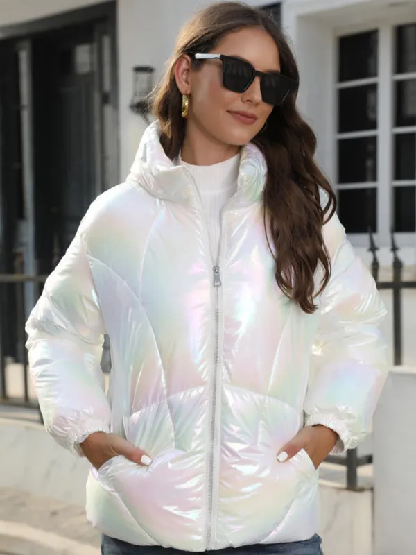 New Fashionable Shiny Cotton Hooded Bread Jacket Warm Cotton Jacket