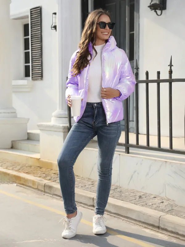 New Fashionable Shiny Cotton Hooded Bread Jacket Warm Cotton Jacket