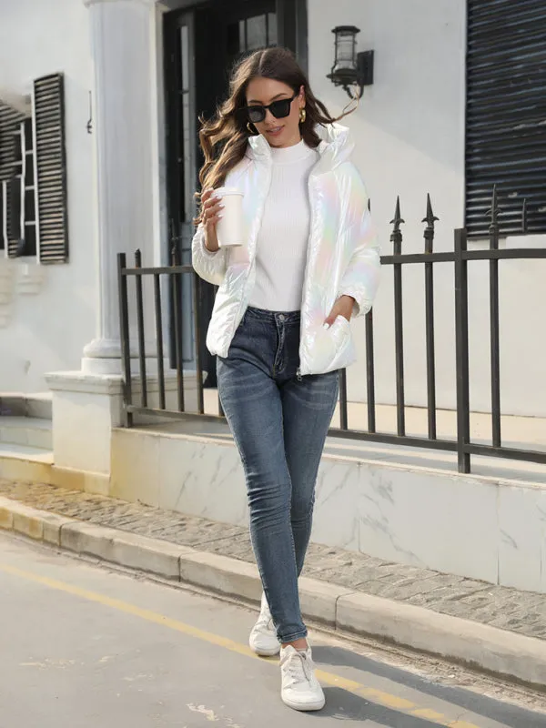 New Fashionable Shiny Cotton Hooded Bread Jacket Warm Cotton Jacket