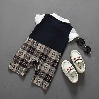 Newborn BABYGROW Baby Boy Clothes New Christening Formal Party Bodysuit Outfit Gift short Sleeve Summer 6 9 12 18 24 Monthes