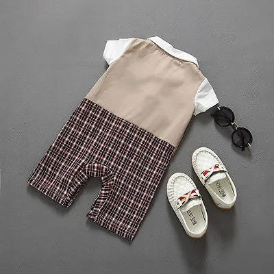 Newborn BABYGROW Baby Boy Clothes New Christening Formal Party Bodysuit Outfit Gift short Sleeve Summer 6 9 12 18 24 Monthes
