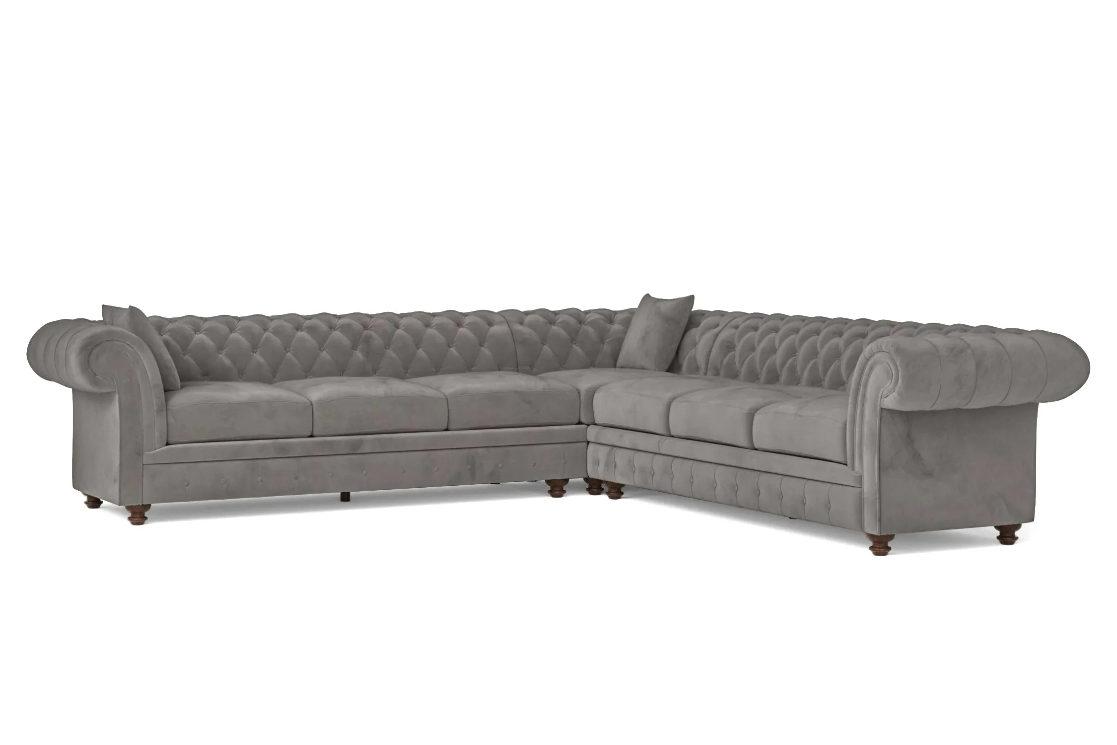 Pesaro 6 Seater Corner Sofa Grey Velvet