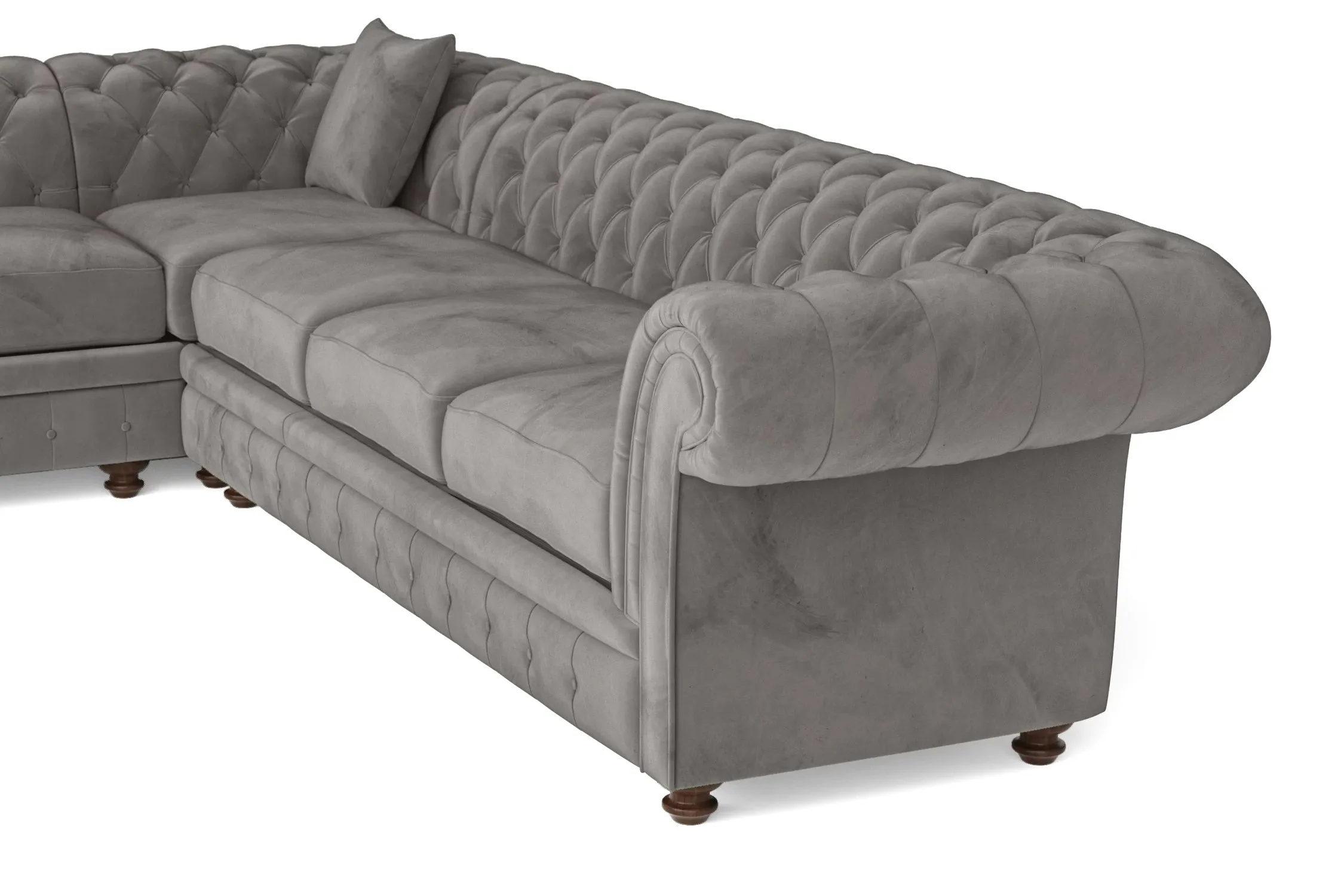 Pesaro 6 Seater Corner Sofa Grey Velvet